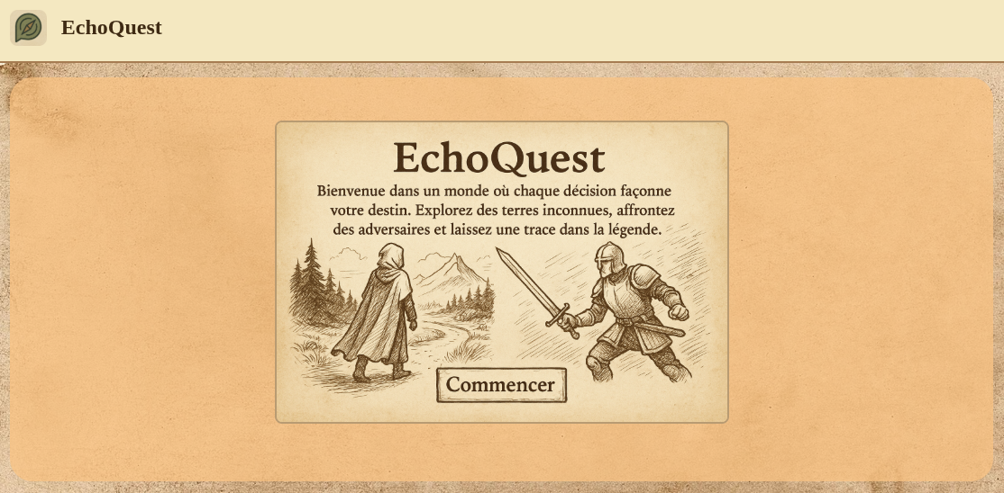 Écran d'accueil du jeu EchoQuest