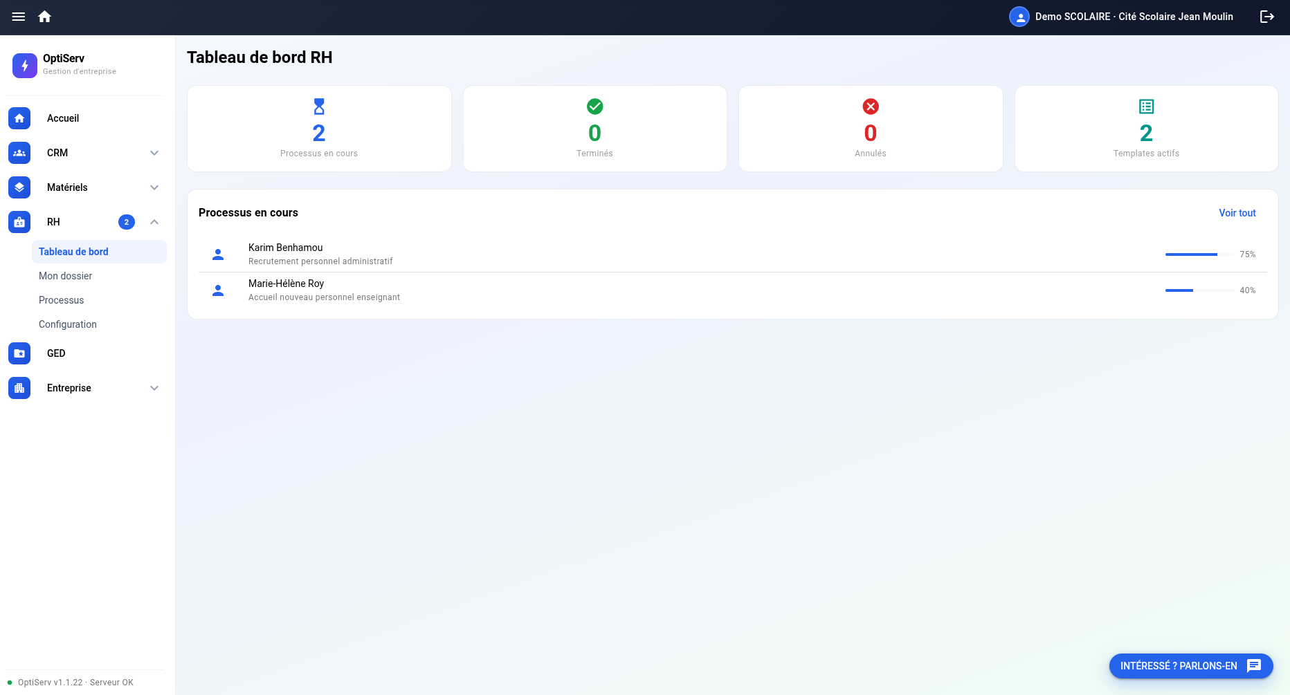 Tableau de bord RH